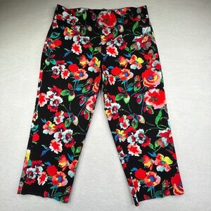 Attyre New York women's NWOT Black Pull-on Capri Floral Flowers Pants Size 18W